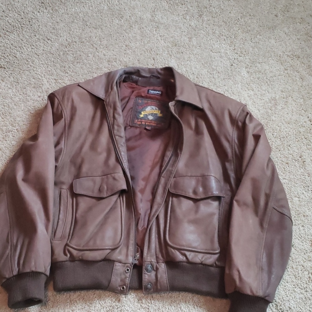 Brown Leather Bomber Jacket Coat